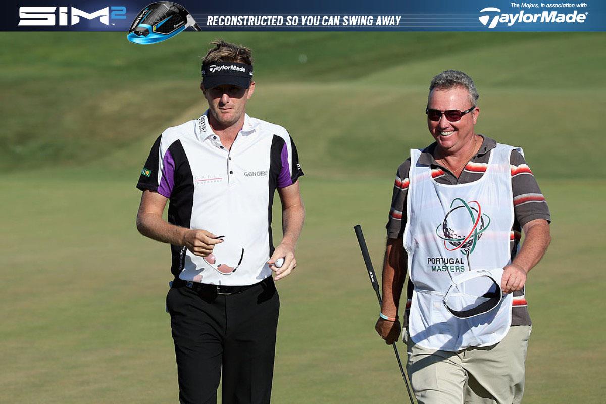 Golfer David Lynn with caddie Wayne Hussellbury.