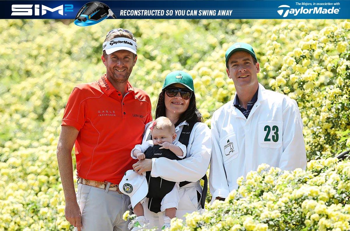 David Lynn with his family at The Masters in 2014.