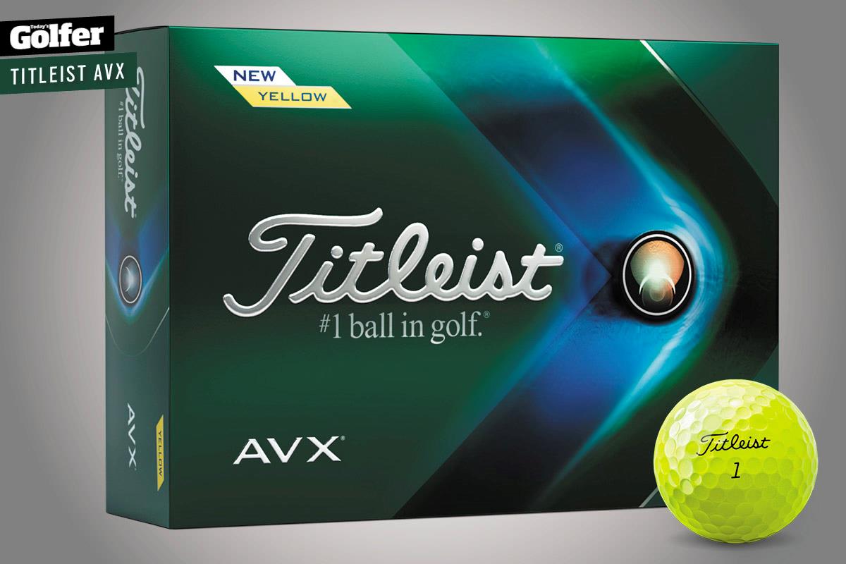 The Titleist AVX golf ball is available in white and a yellow option.