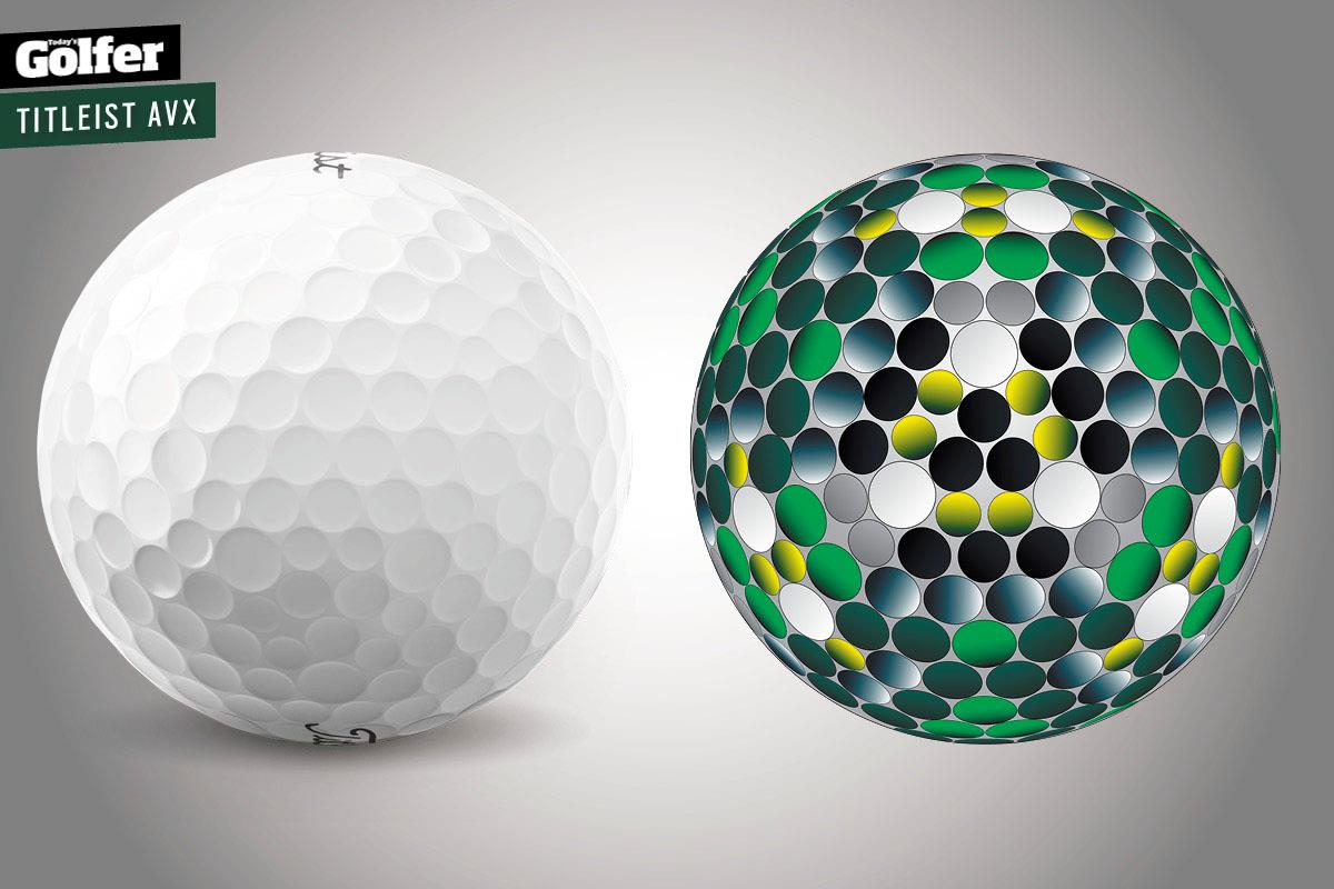 The Titleist AVX golf ball has a new-for-2022 dimple pattern to improve flight and distance.